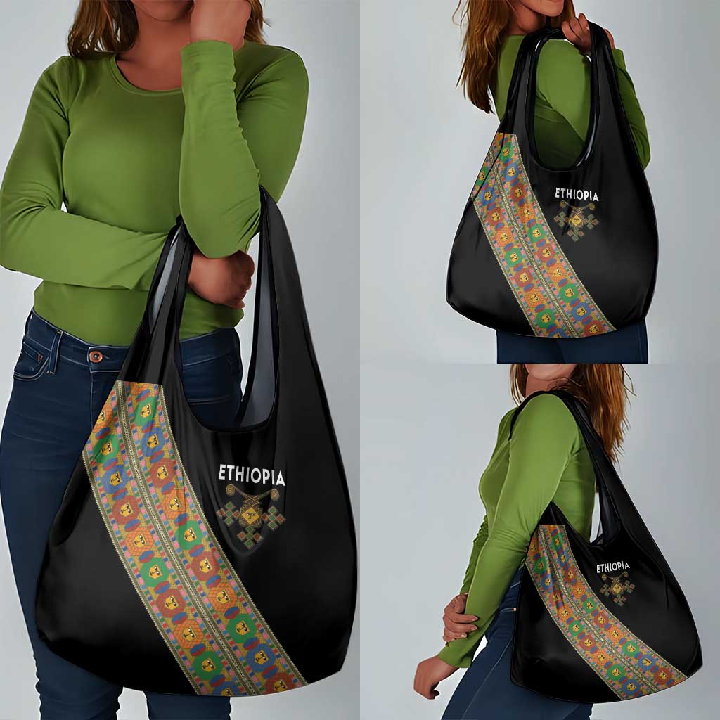 Ethiopia Saba Kemis Sash Style Grocery Bag Black Color