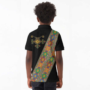 Ethiopia Saba Kemis Sash Style Kid Polo Shirt Black Color