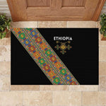 Ethiopia Saba Kemis Sash Style Rubber Doormat Black Color