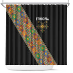 Ethiopia Saba Kemis Sash Style Shower Curtain Black Color