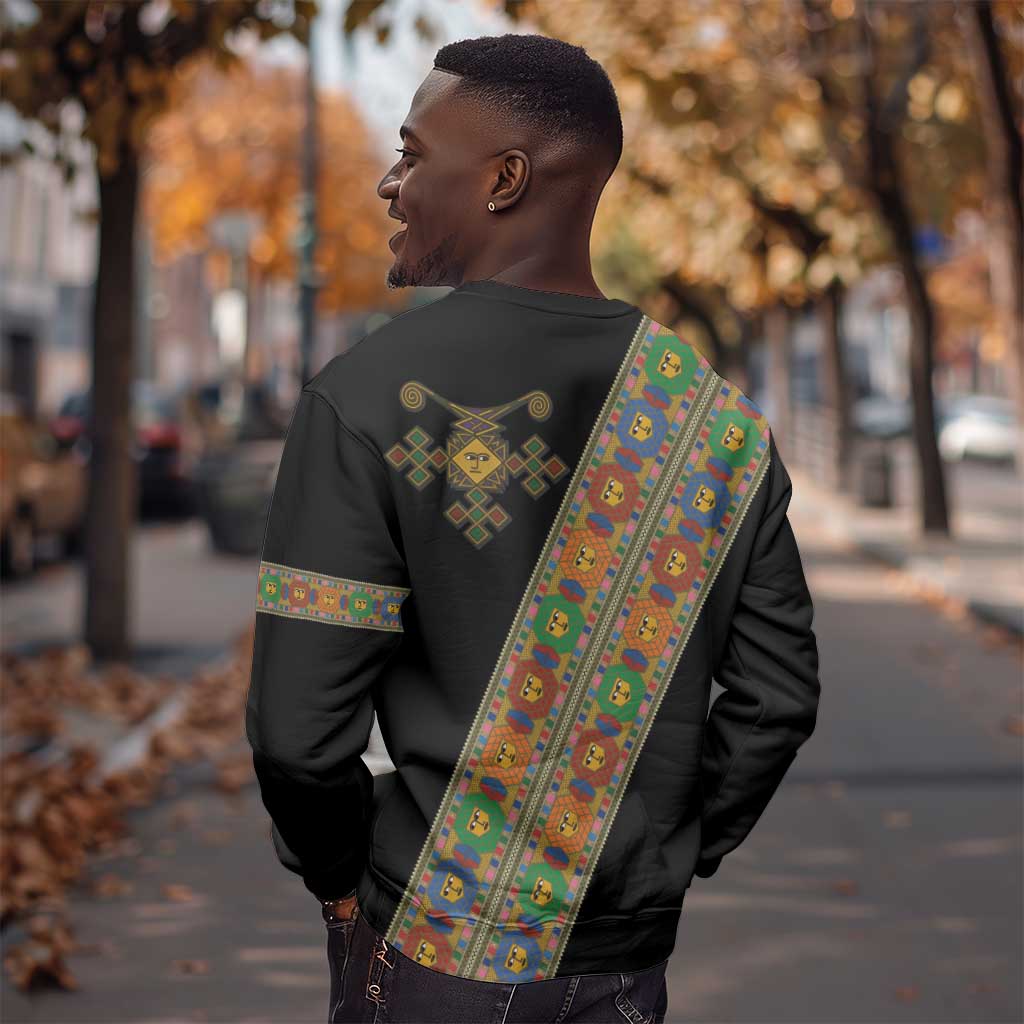 Ethiopia Saba Kemis Sash Style Sweatshirt Black Color