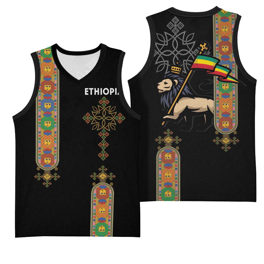Ethiopia Saba Kemis Basketball Jersey Lion Of Judah Black Color LT15