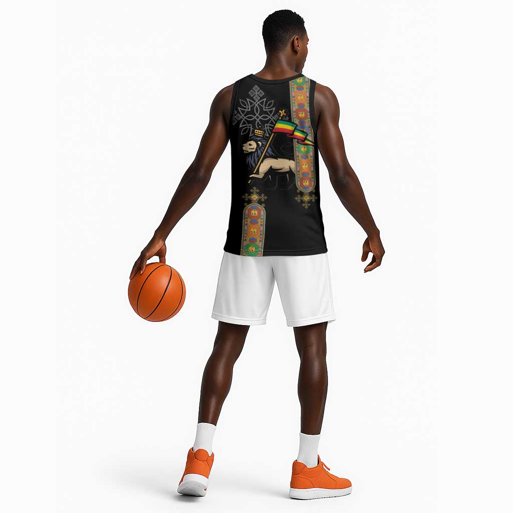 Ethiopia Saba Kemis Basketball Jersey Lion Of Judah Black Color LT15