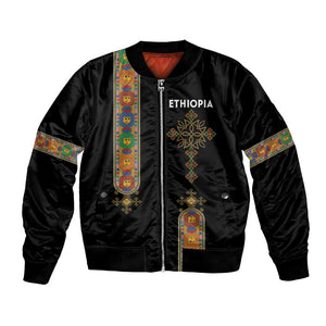 Ethiopia Saba Kemis Bomber Jacket Lion Of Judah Black Color