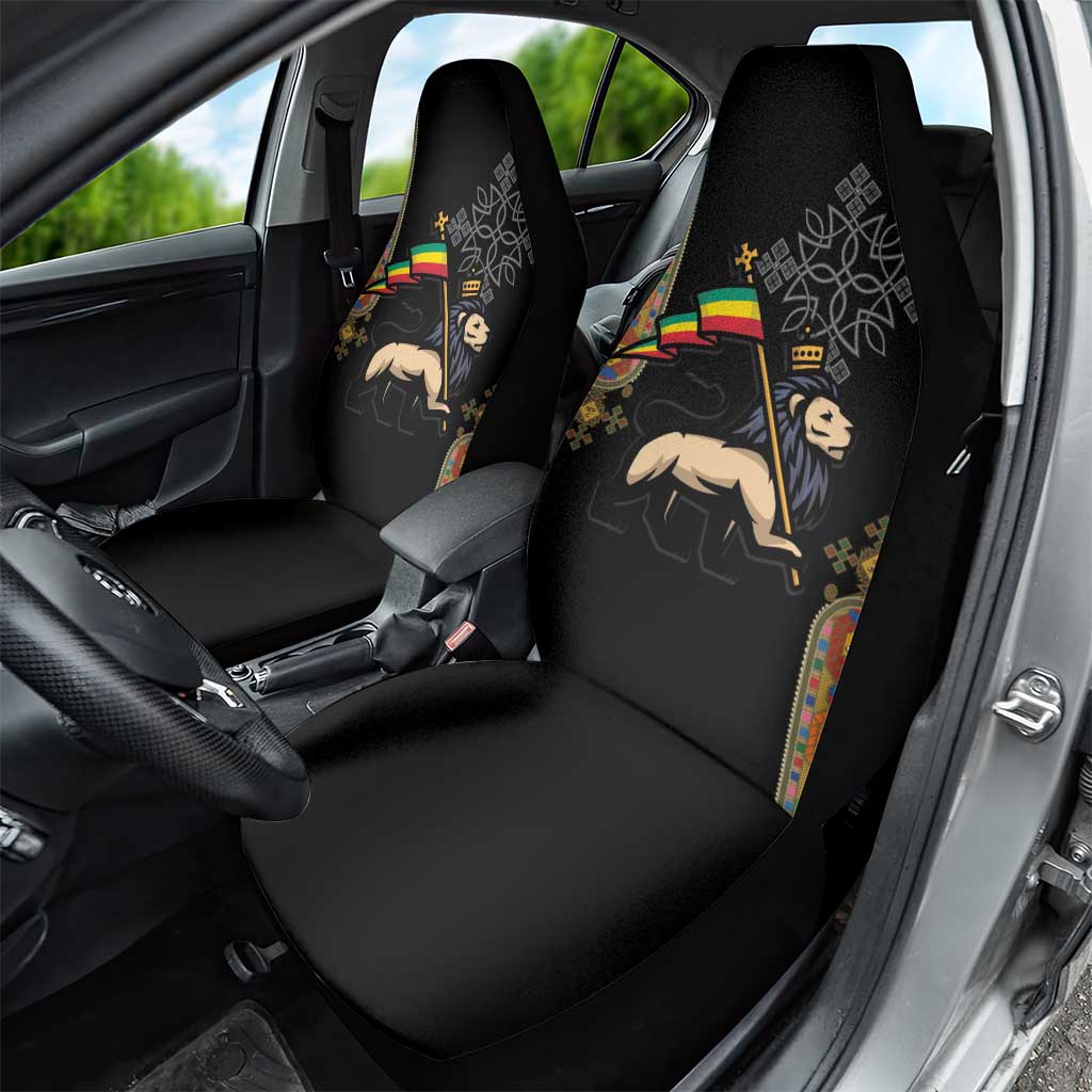 Ethiopia Saba Kemis Car Seat Cover Lion Of Judah Black Color