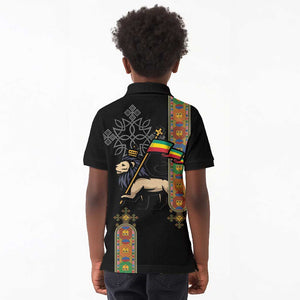 Ethiopia Saba Kemis Kid Polo Shirt Lion Of Judah Black Color