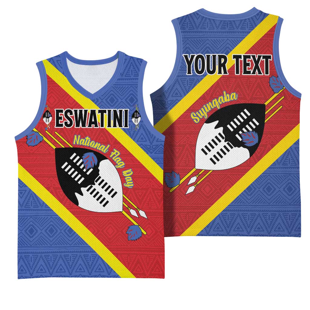 Personalized Happy Swaziland National Flag Day Basketball Jersey Nguni Shield Flag Style - African Pattern LT15
