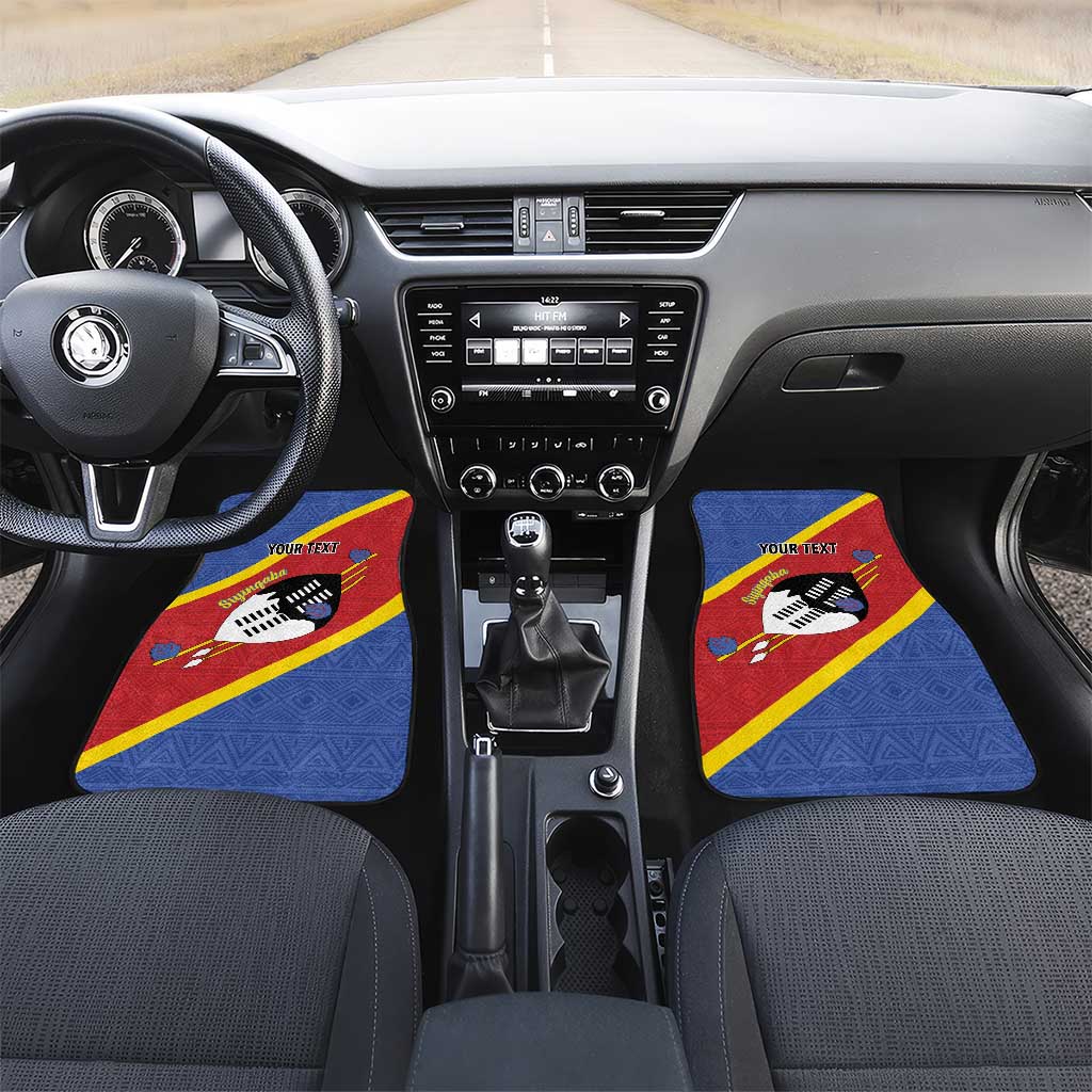 Personalized Happy Swaziland National Flag Day Car Mats Nguni Shield Flag Style - African Pattern