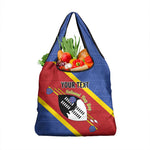 Personalized Happy Swaziland National Flag Day Grocery Bag Nguni Shield Flag Style - African Pattern