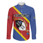 Personalized Happy Swaziland National Flag Day Long Sleeve Button Shirt Nguni Shield Flag Style - African Pattern