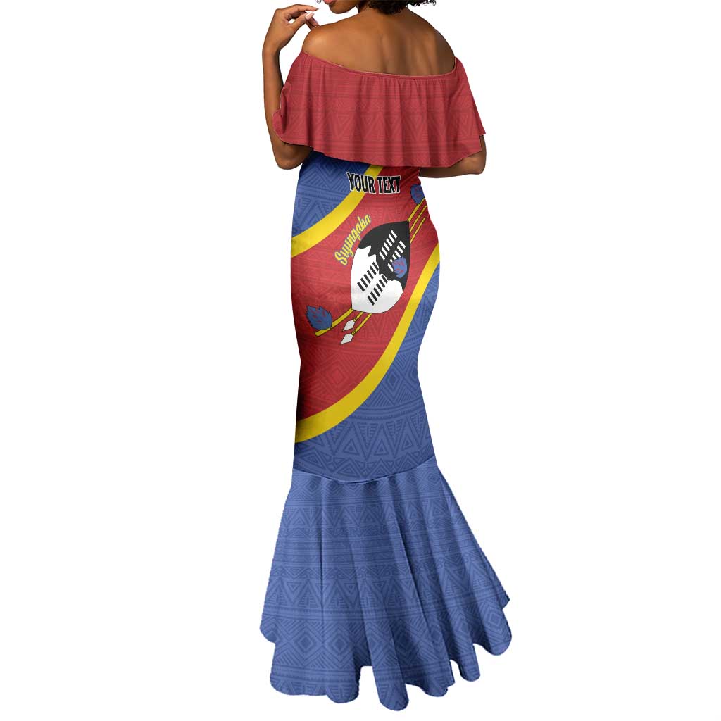 Personalized Happy Swaziland National Flag Day Mermaid Dress Nguni Shield Flag Style - African Pattern