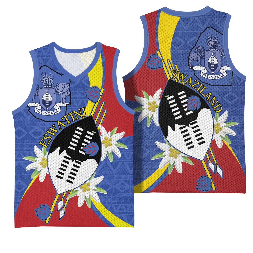 Umbuso weSwatini Basketball Jersey Nguni Shield Edelweiss Flower LT15