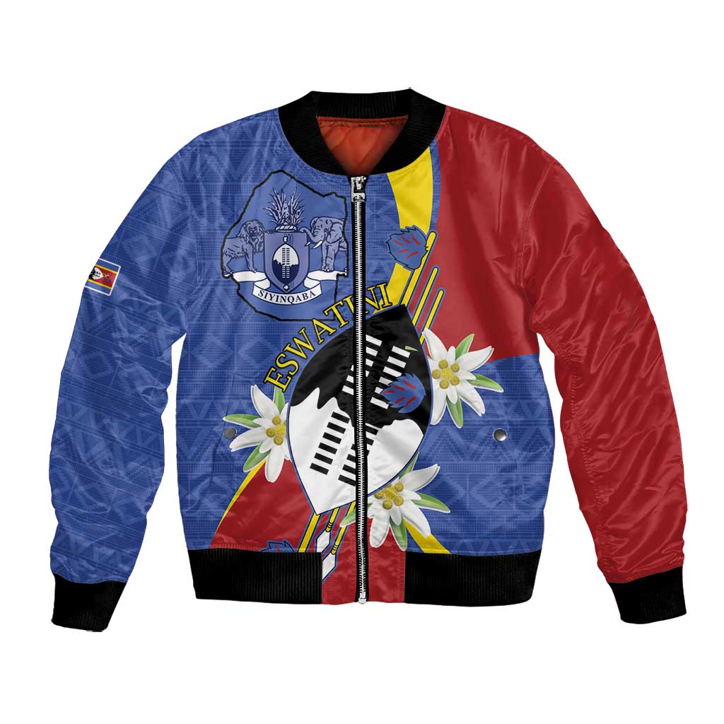 Umbuso weSwatini Bomber Jacket Nguni Shield Edelweiss Flower