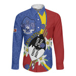 Umbuso weSwatini Long Sleeve Button Shirt Nguni Shield Edelweiss Flower