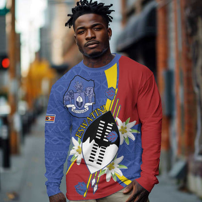 Umbuso weSwatini Long Sleeve Shirt Nguni Shield Edelweiss Flower