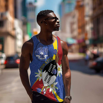 Umbuso weSwatini Men Tank Top Nguni Shield Edelweiss Flower