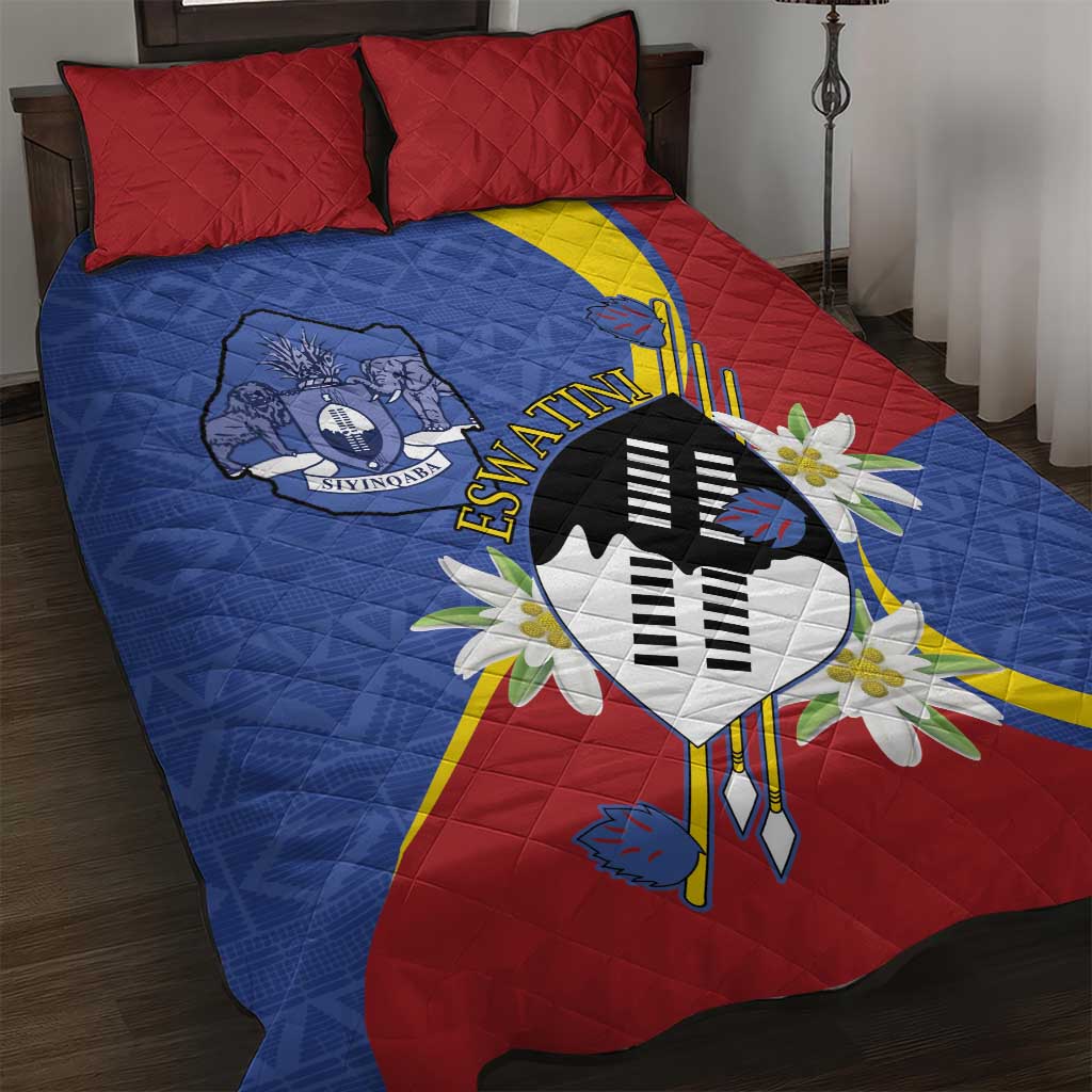 Umbuso weSwatini Quilt Bed Set Nguni Shield Edelweiss Flower