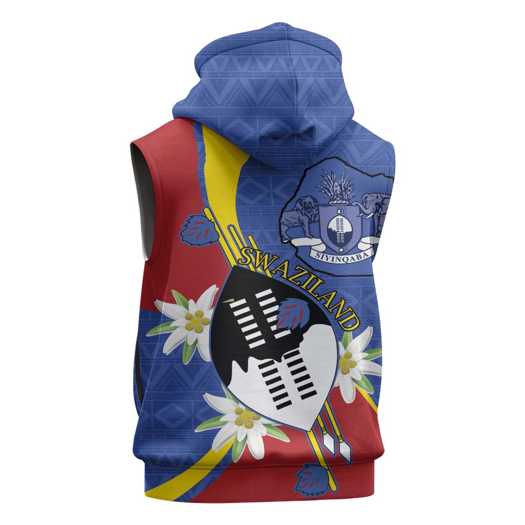 Umbuso weSwatini Sleeveless Zip Hoodie Nguni Shield Edelweiss Flower - African Pride