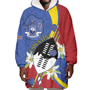 Umbuso weSwatini Wearable Blanket Hoodie Nguni Shield Edelweiss Flower