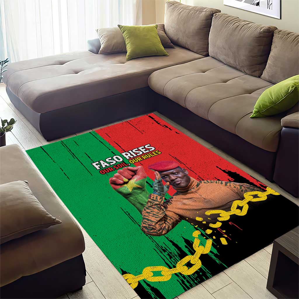 Faso Rises Our Soil Our Rules Area Rug Ibrahim Traore Revolutionary Spirit