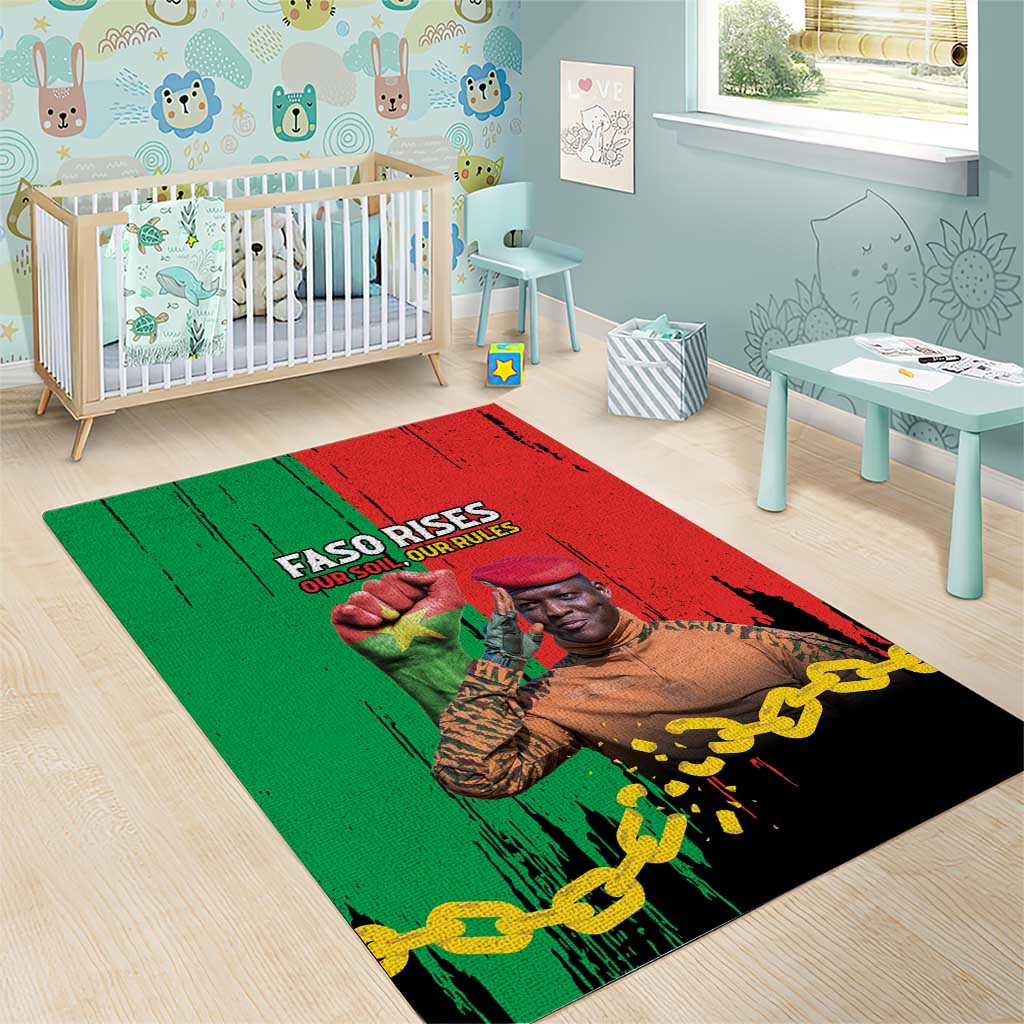 Faso Rises Our Soil Our Rules Area Rug Ibrahim Traore Revolutionary Spirit