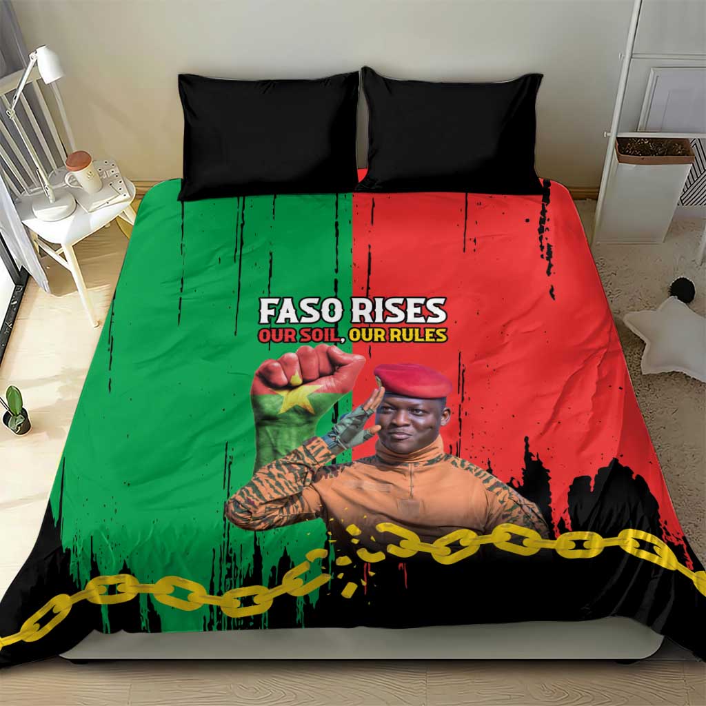 Faso Rises Our Soil Our Rules Bedding Set Ibrahim Traore Revolutionary Spirit