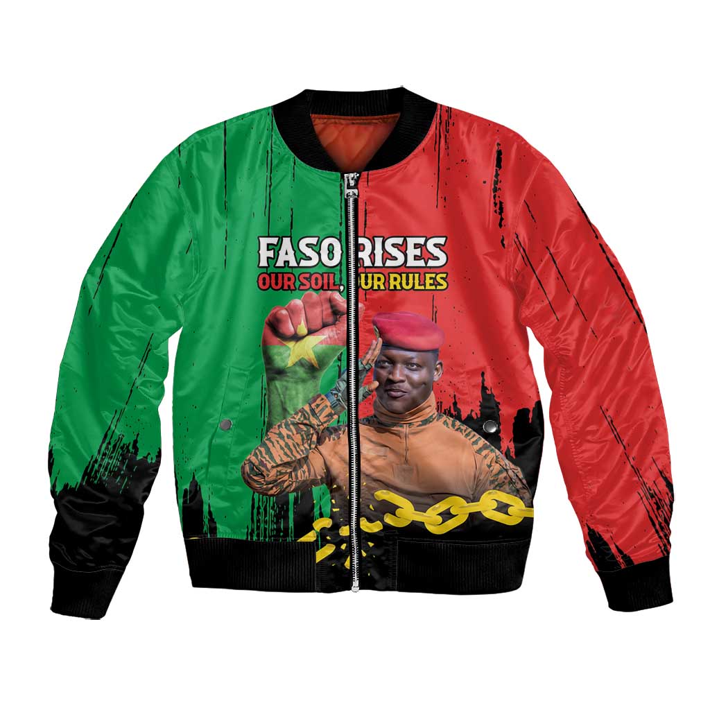 Faso Rises Our Soil Our Rules Bomber Jacket Ibrahim Traore Revolutionary Spirit