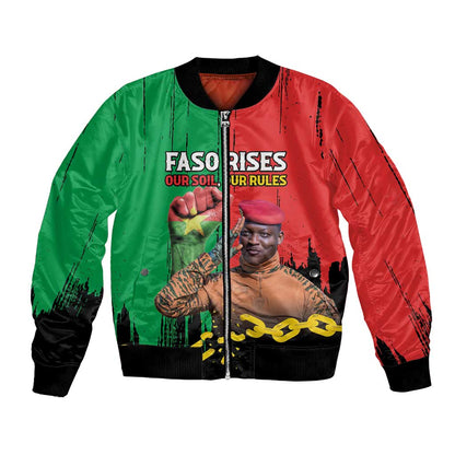 Faso Rises Our Soil Our Rules Bomber Jacket Ibrahim Traore Revolutionary Spirit