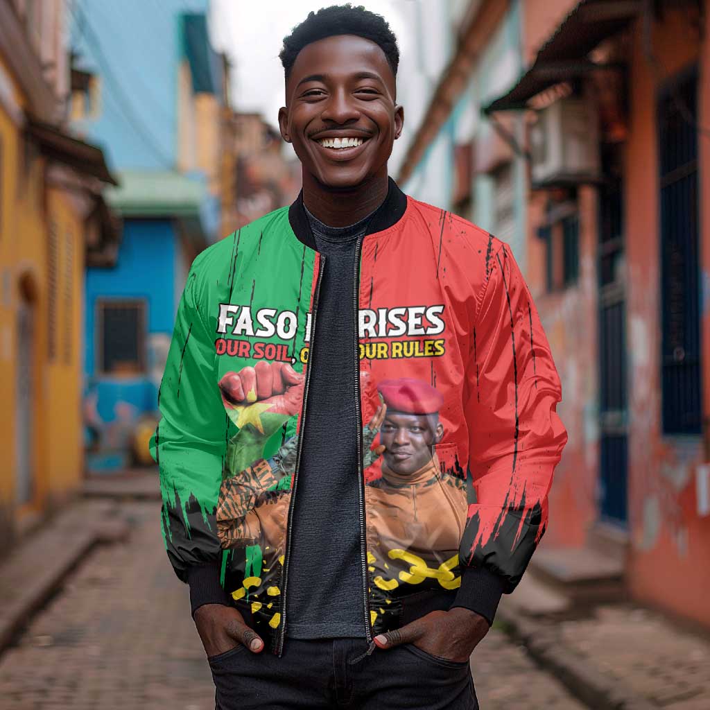 Faso Rises Our Soil Our Rules Bomber Jacket Ibrahim Traore Revolutionary Spirit