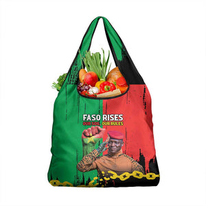 Faso Rises Our Soil Our Rules Grocery Bag Ibrahim Traore Revolutionary Spirit