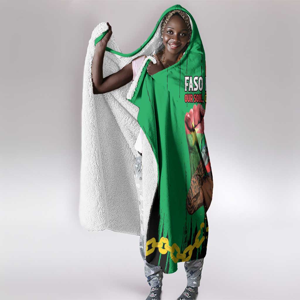 Faso Rises Our Soil Our Rules Hooded Blanket Ibrahim Traore Revolutionary Spirit