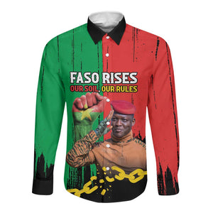 Faso Rises Our Soil Our Rules Long Sleeve Button Shirt Ibrahim Traore Revolutionary Spirit