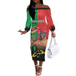 Faso Rises Our Soil Our Rules Off The Shoulder Long Sleeve Dress Ibrahim Traore Revolutionary Spirit