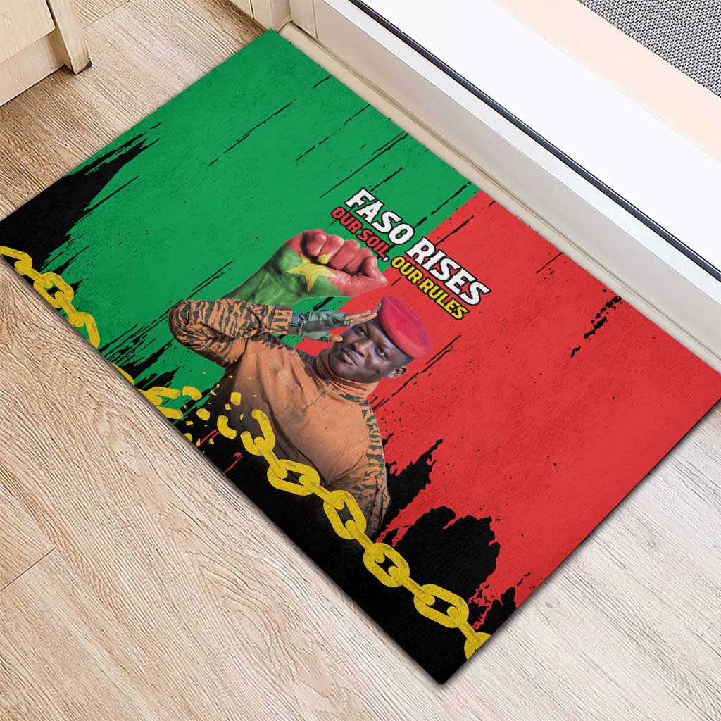 Faso Rises Our Soil Our Rules Rubber Doormat Ibrahim Traore Revolutionary Spirit