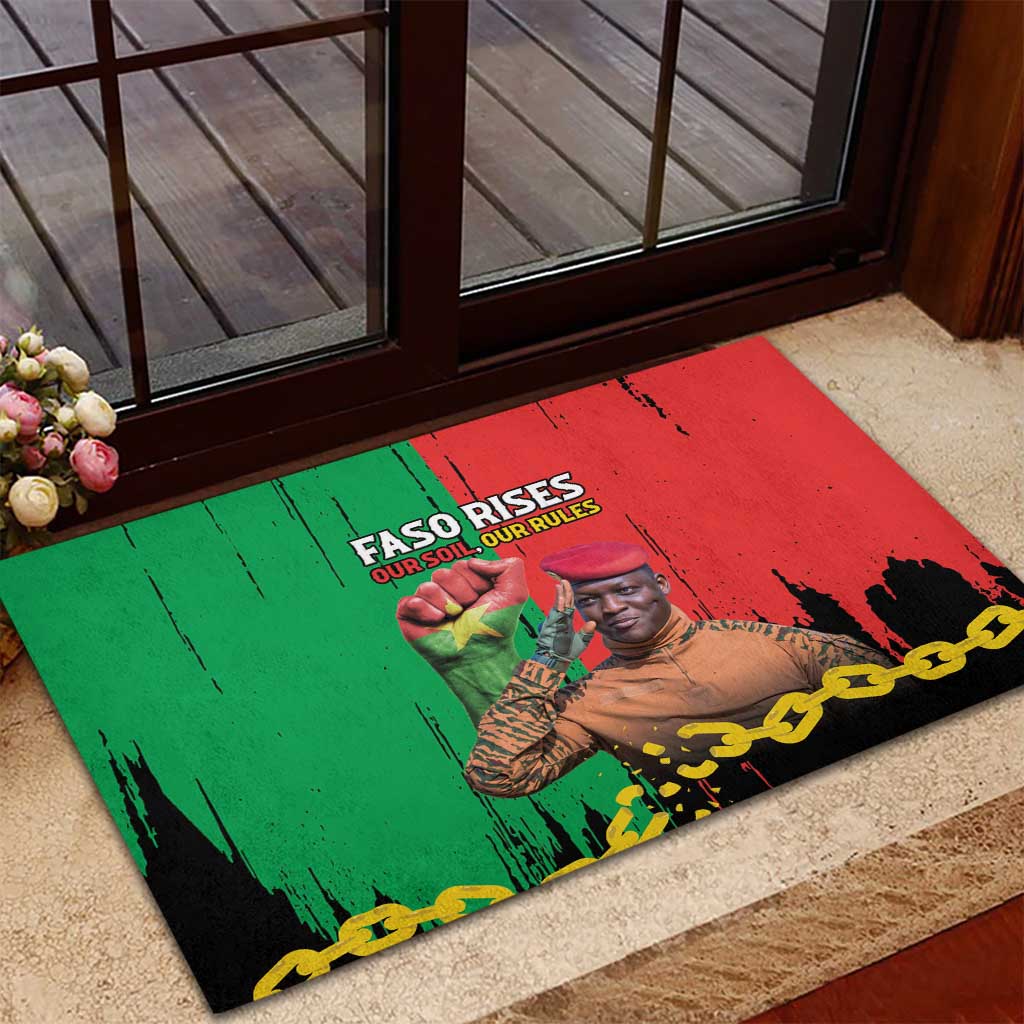 Faso Rises Our Soil Our Rules Rubber Doormat Ibrahim Traore Revolutionary Spirit