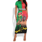 Faso Rises Our Soil Our Rules Short Sleeve Bodycon Dress Ibrahim Traore Revolutionary Spirit