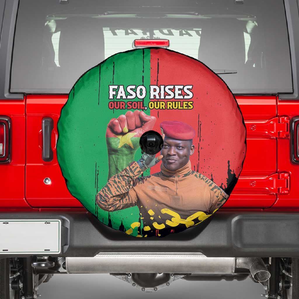 Faso Rises Our Soil Our Rules Spare Tire Cover Ibrahim Traore Revolutionary Spirit