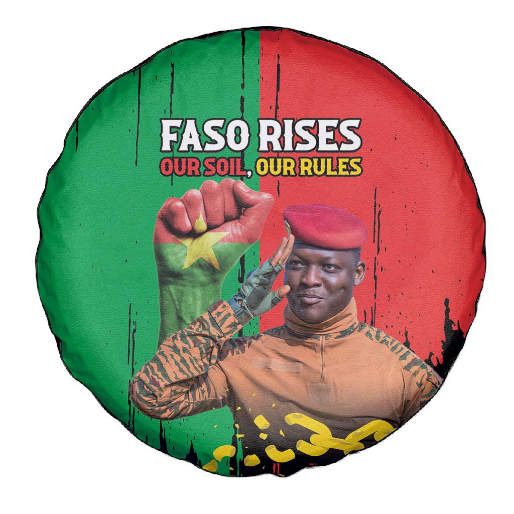 Faso Rises Our Soil Our Rules Spare Tire Cover Ibrahim Traore Revolutionary Spirit