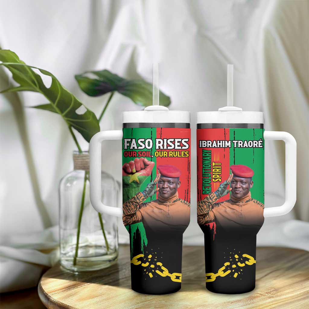 Faso Rises Our Soil Our Rules Tumbler With Handle Ibrahim Traore Revolutionary Spirit