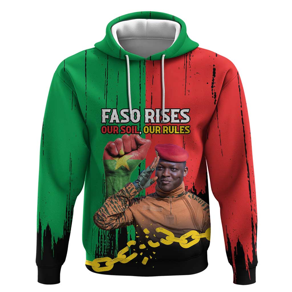 Faso Rises Our Soil Our Rules Zip Hoodie Ibrahim Traore Revolutionary Spirit