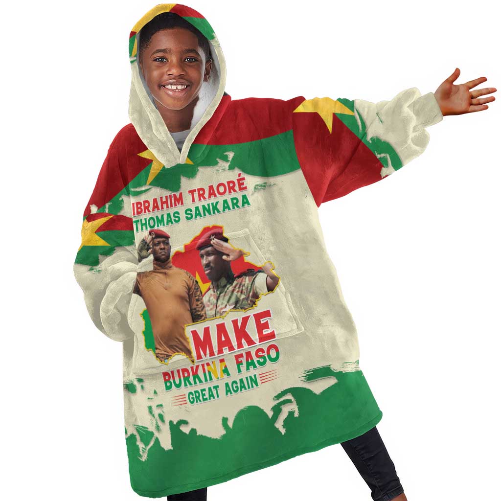 Ibrahim Traore Thomas Sankara Kid Wearable Blanket Hoodie Make Burkina Faso Great Again