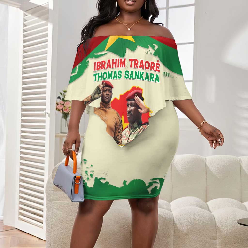 Ibrahim Traore Thomas Sankara Off Shoulder Short Dress Make Burkina Faso Great Again