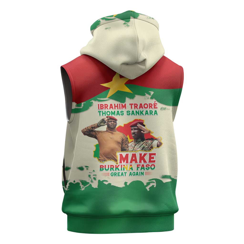 Ibrahim Traore Thomas Sankara Sleeveless Zip Hoodie Make Burkina Faso Great Again - African Pride