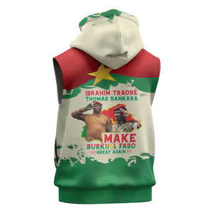 Ibrahim Traore Thomas Sankara Sleeveless Zip Hoodie Make Burkina Faso Great Again - African Pride