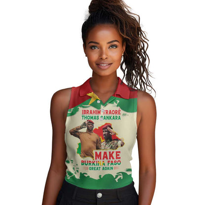 Ibrahim Traore Thomas Sankara Women Sleeveless Polo Shirt Make Burkina Faso Great Again