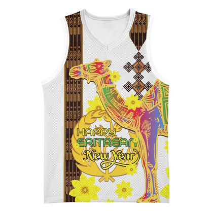 Melkam Enkutatash Eritrean Basketball Jersey Camel With Habesha Tilet Pattern LT15