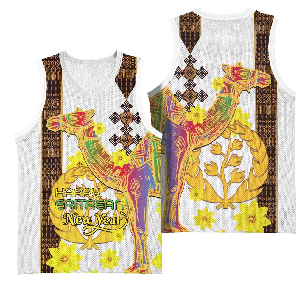 Melkam Enkutatash Eritrean Basketball Jersey Camel With Habesha Tilet Pattern LT15