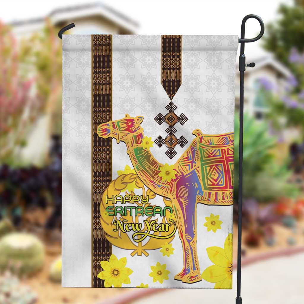 Melkam Enkutatash Eritrean Garden Flag Camel With Habesha Tilet Pattern - African Pride