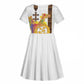 Melkam Enkutatash Eritrean Kid Short Sleeve Dress Camel With Habesha Tilet Pattern - African Pride
