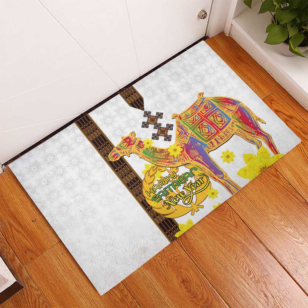Melkam Enkutatash Eritrean Rubber Doormat Camel With Habesha Tilet Pattern - African Pride